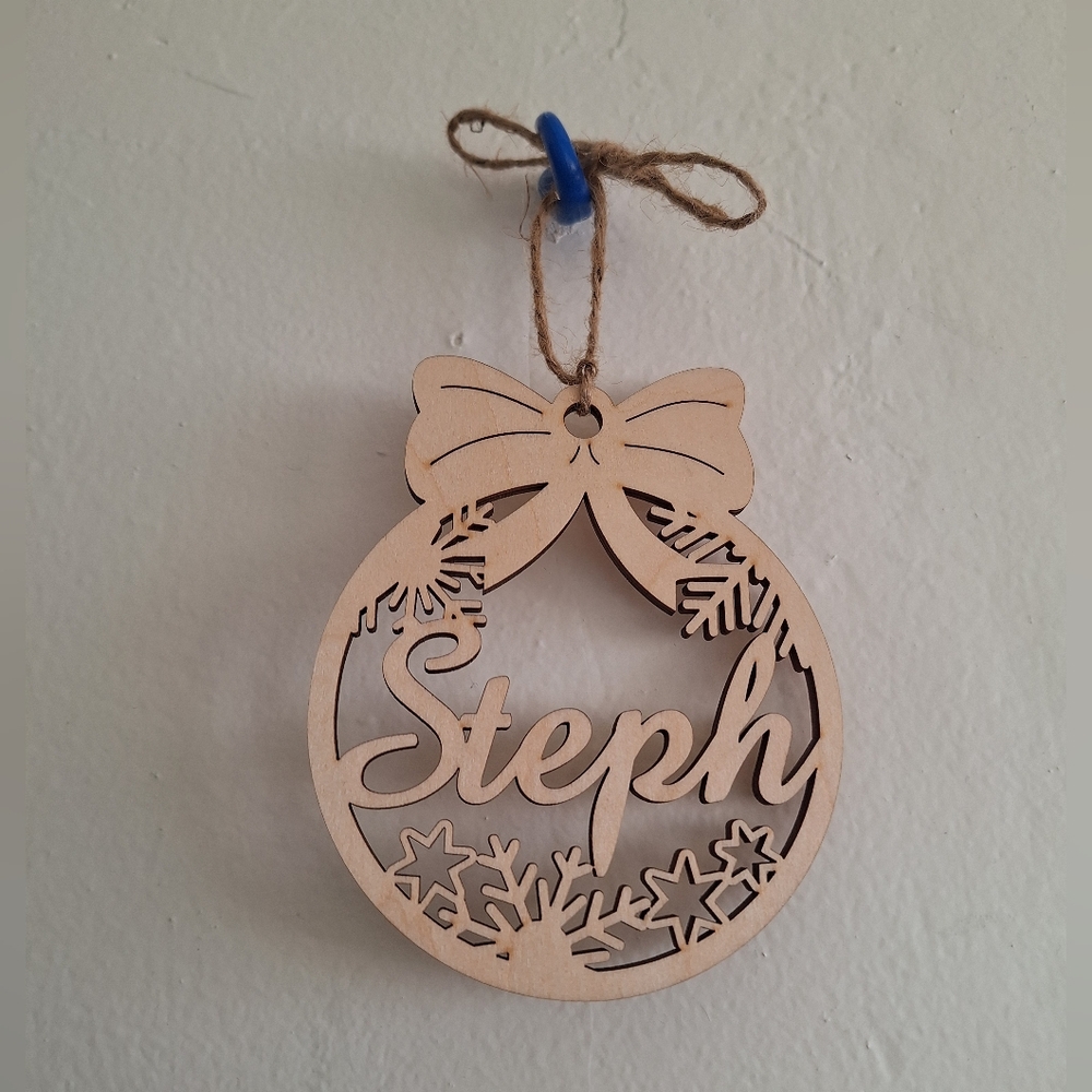 Personalized Wooden Christmas Ornament – “Steph” Name Cutout
